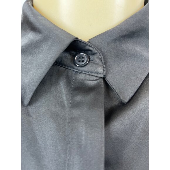 Cien Women's Satin Black Top Button Up Long Sleeve Blouse Shirt Sz M - NWT - Picture 5 of 9